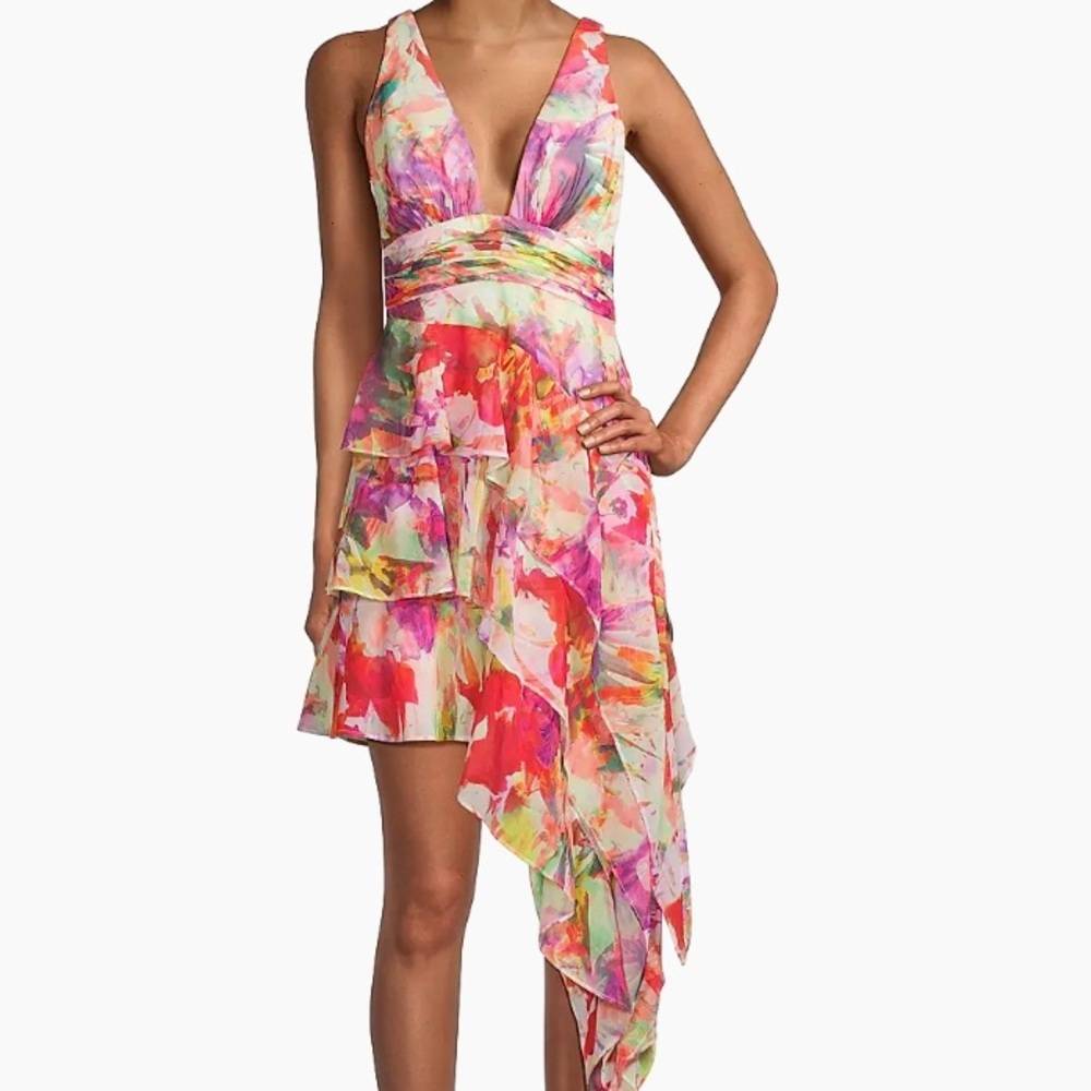 Liv Foster Women’s Printed Chiffon Asymmetrical High Low Sleeveless Dress size 6 - Picture 13 of 14